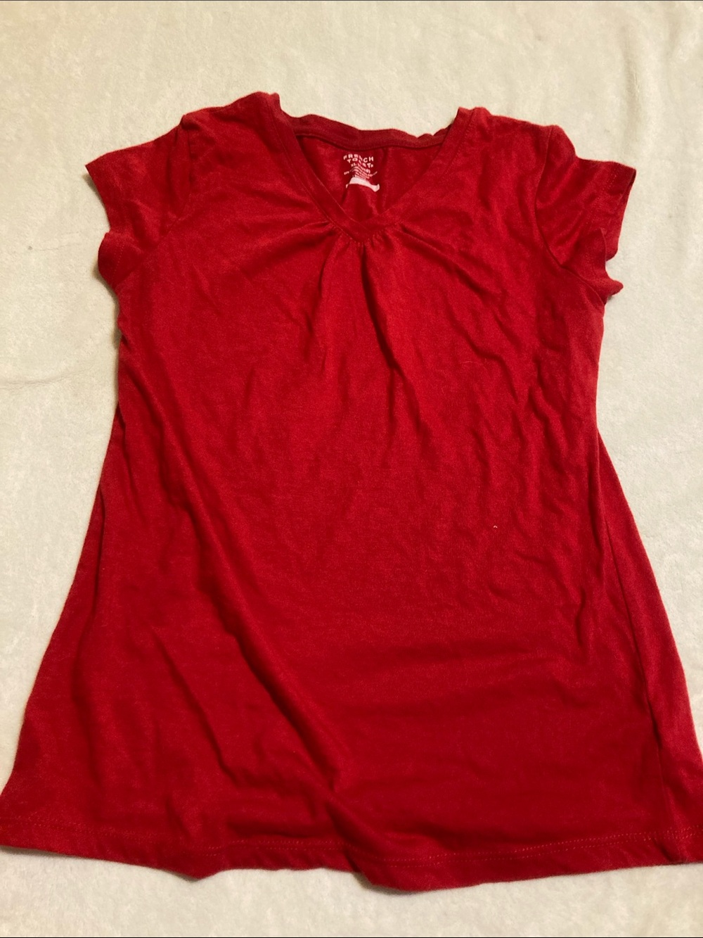 French Toast Red Short Sleeve V-Neck Tee